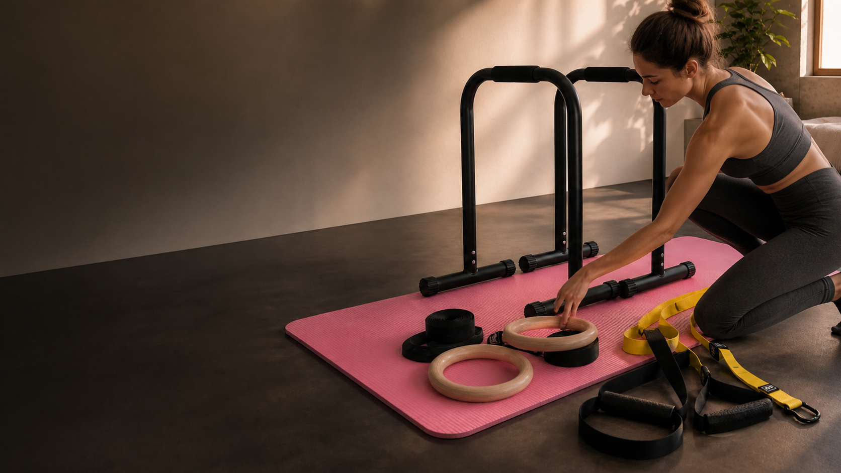 Persona preparando herramientas FitFactor en casa